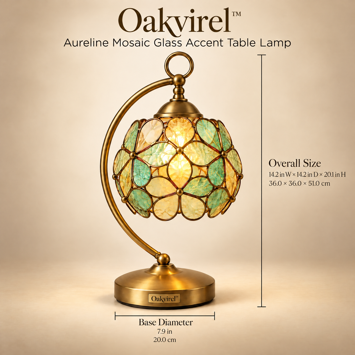 Oakvirel™ Aureline Mosaic Glass Accent Table Lamp