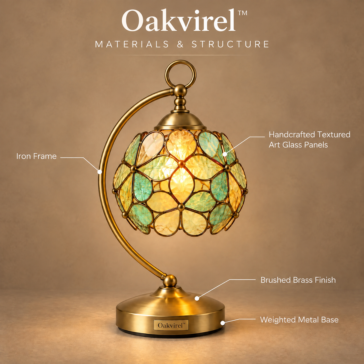Oakvirel™ Aureline Mosaic Glass Accent Table Lamp