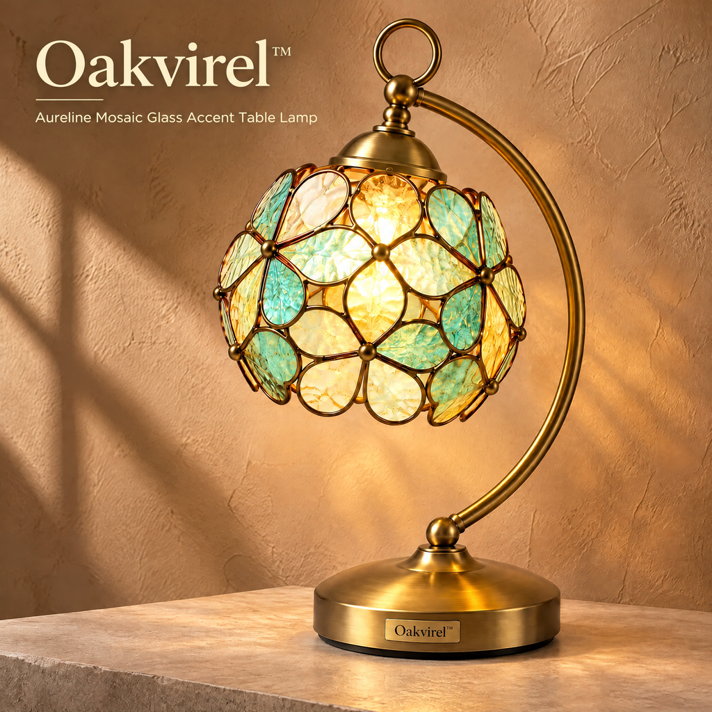Oakvirel™ Aureline Mosaic Glass Accent Table Lamp