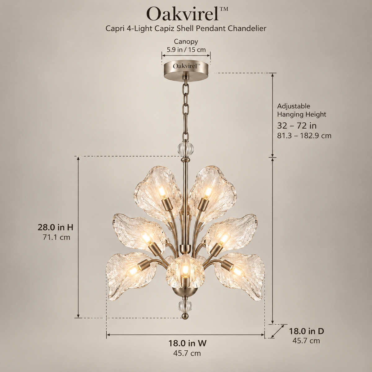 Oakvirel™ Capri 4-Light Capiz Shell Pendant Chandelier