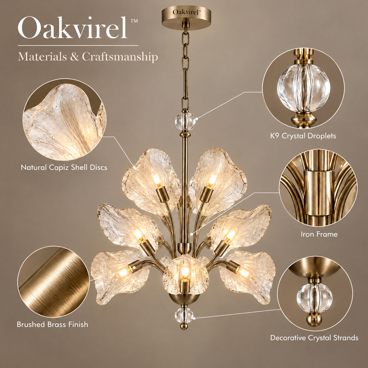 Oakvirel™ Capri 4-Light Capiz Shell Pendant Chandelier