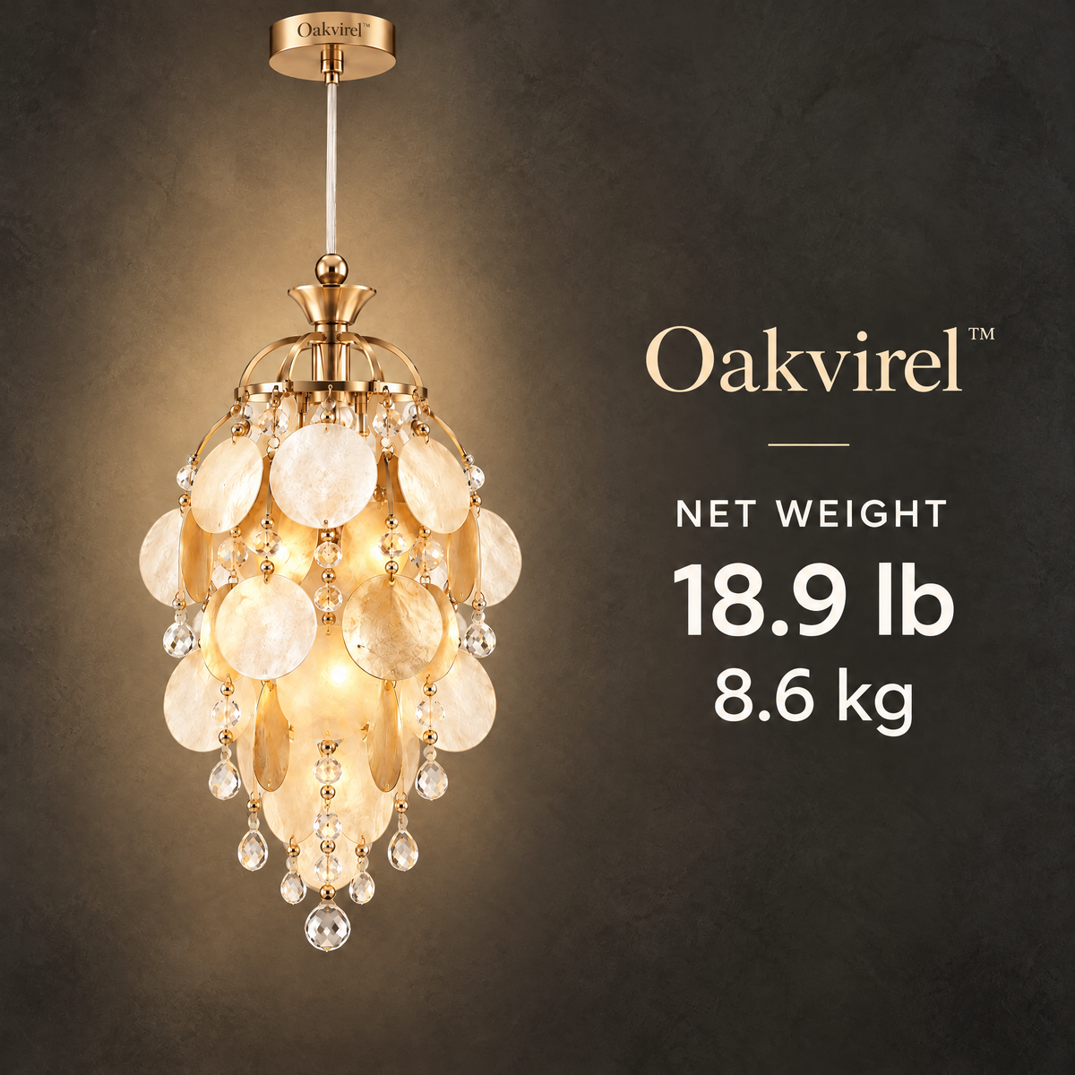 Oakvirel™ Elara 7-Light Crystal Leaf Chandelier