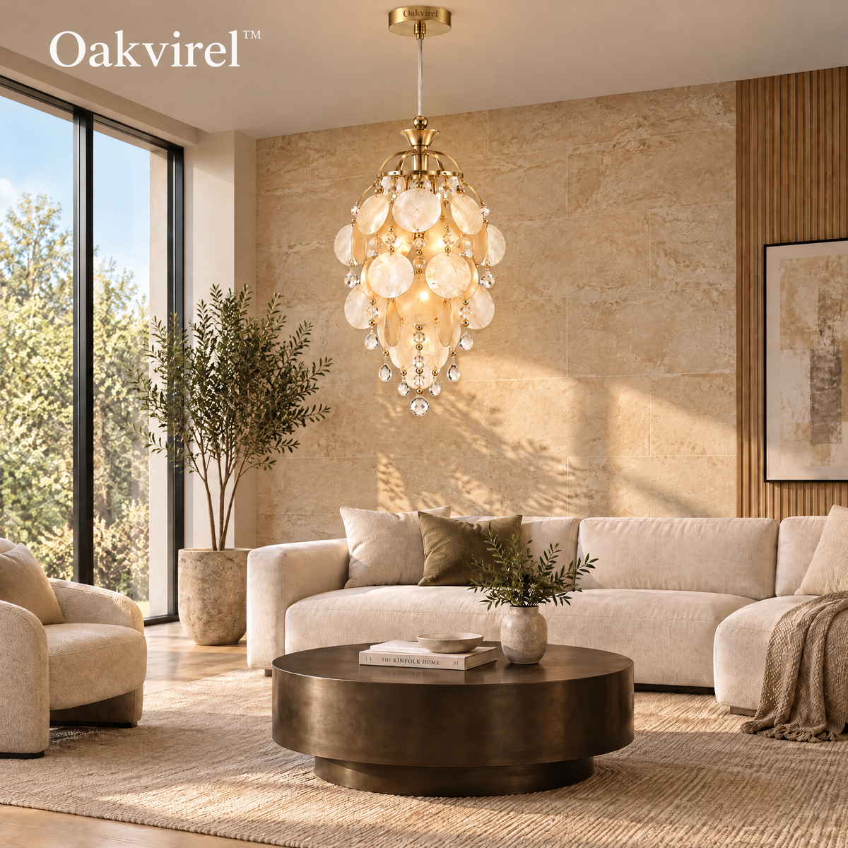 Oakvirel™ Elara 7-Light Crystal Leaf Chandelier