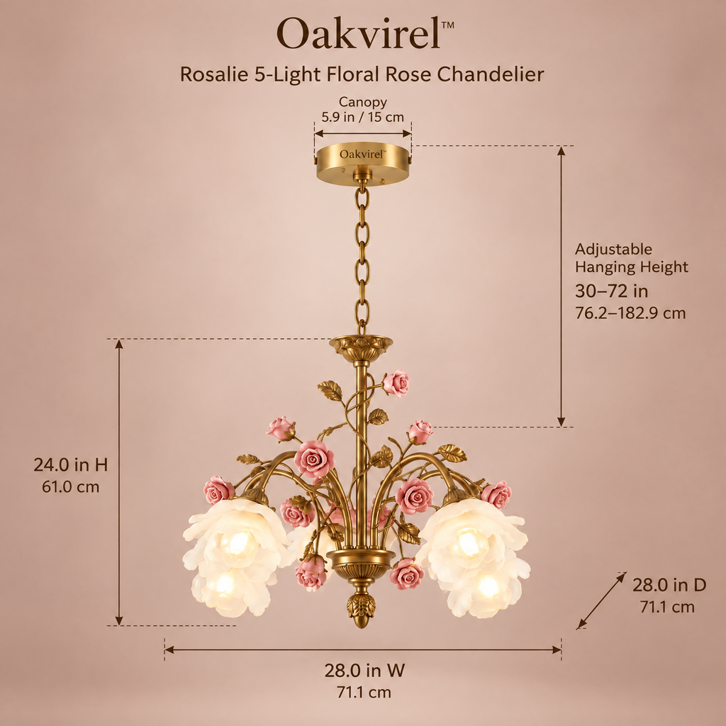 Oakvirel™ Rosalie 5-Light Floral Rose Chandelier