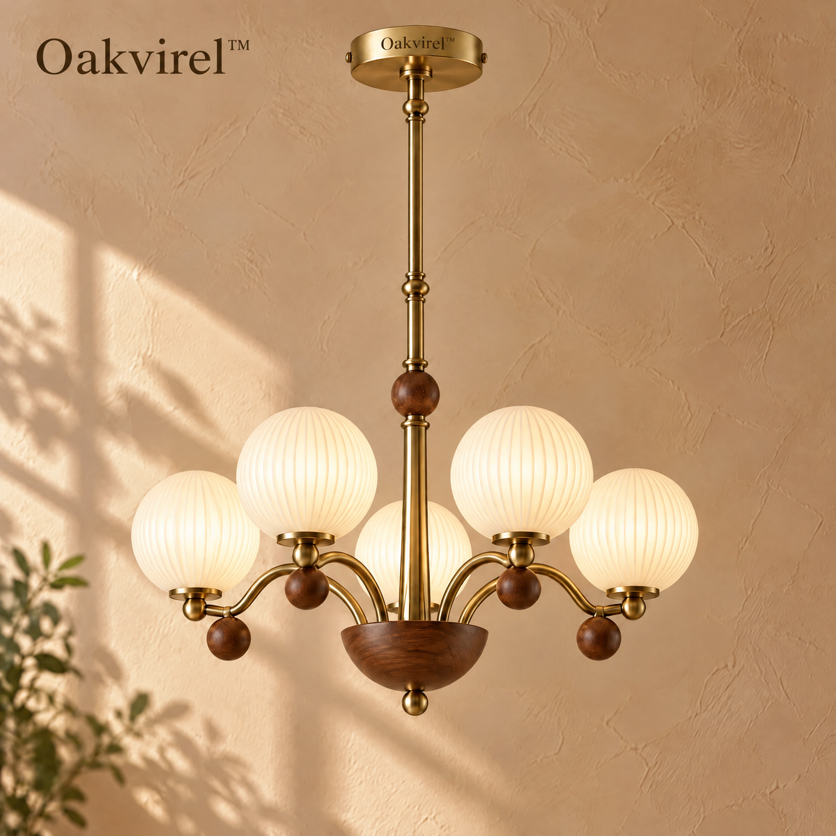 Oakvirel™ Rowan 6-Light Walnut Globe Chandelier
