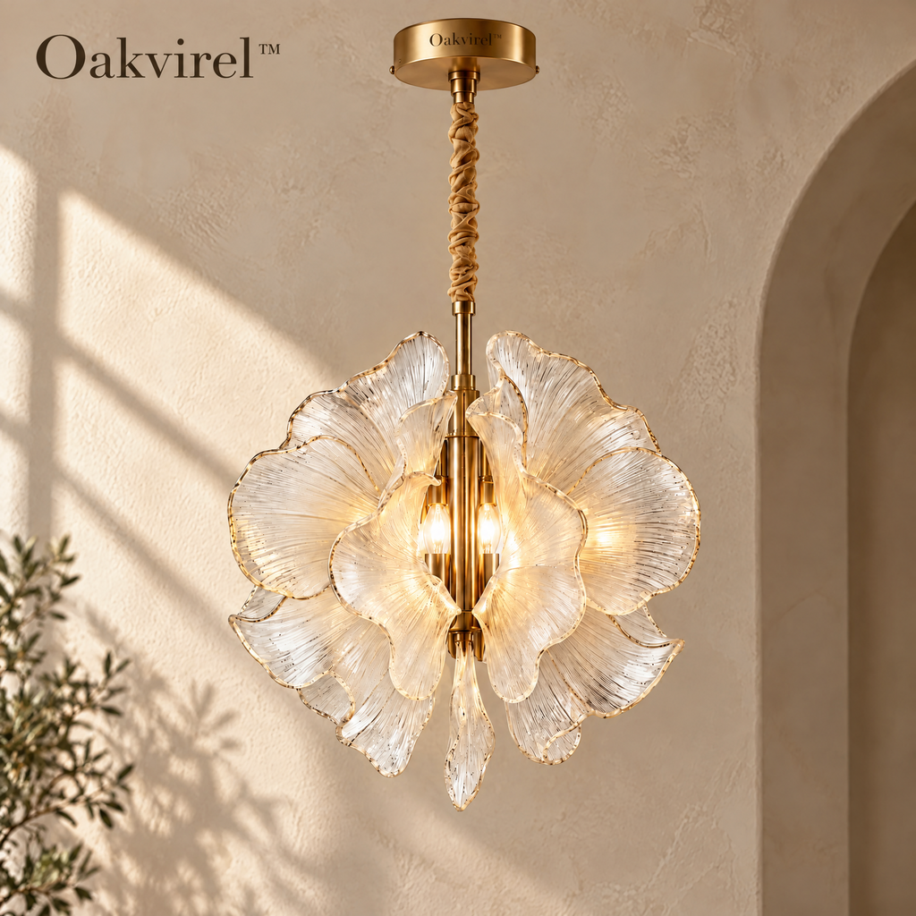 Oakvirel™ Aurelia 3-Light Petal Glass Pendant Chandelier