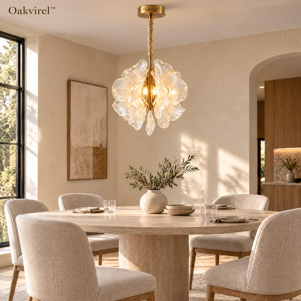 Oakvirel™ Aurelia 3-Light Petal Glass Pendant Chandelier