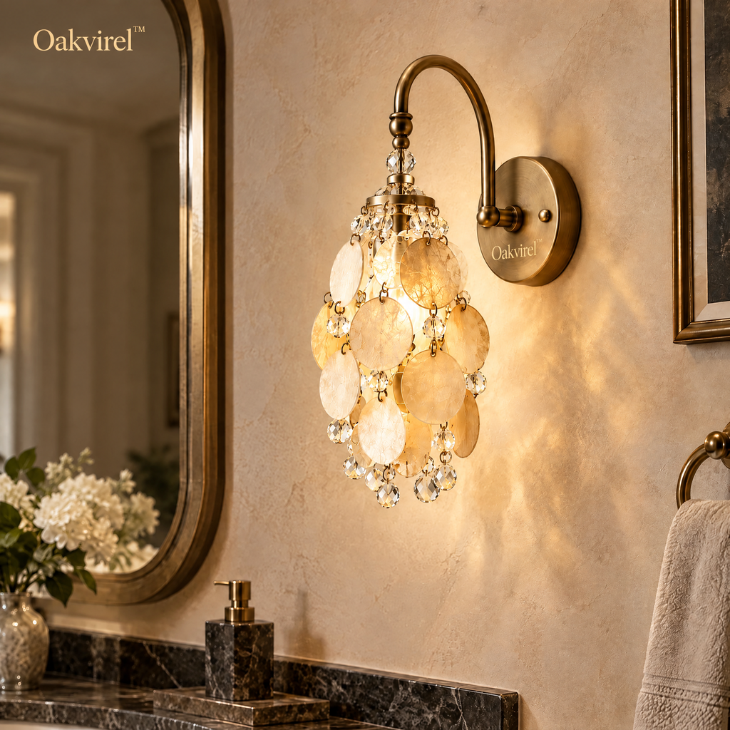 Oakvirel™ Aurevia Capiz Crystal Wall Sconce