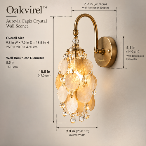Oakvirel™ Aurevia Capiz Crystal Wall Sconce