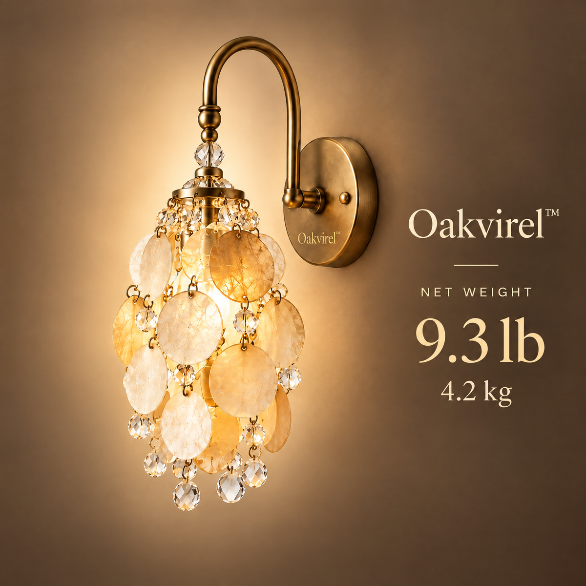Oakvirel™ Aurevia Capiz Crystal Wall Sconce