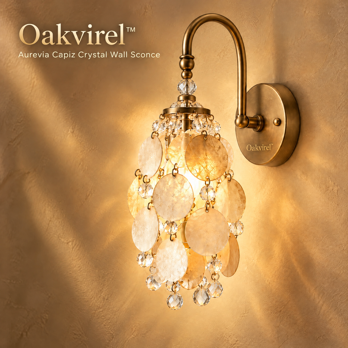 Oakvirel™ Aurevia Capiz Crystal Wall Sconce