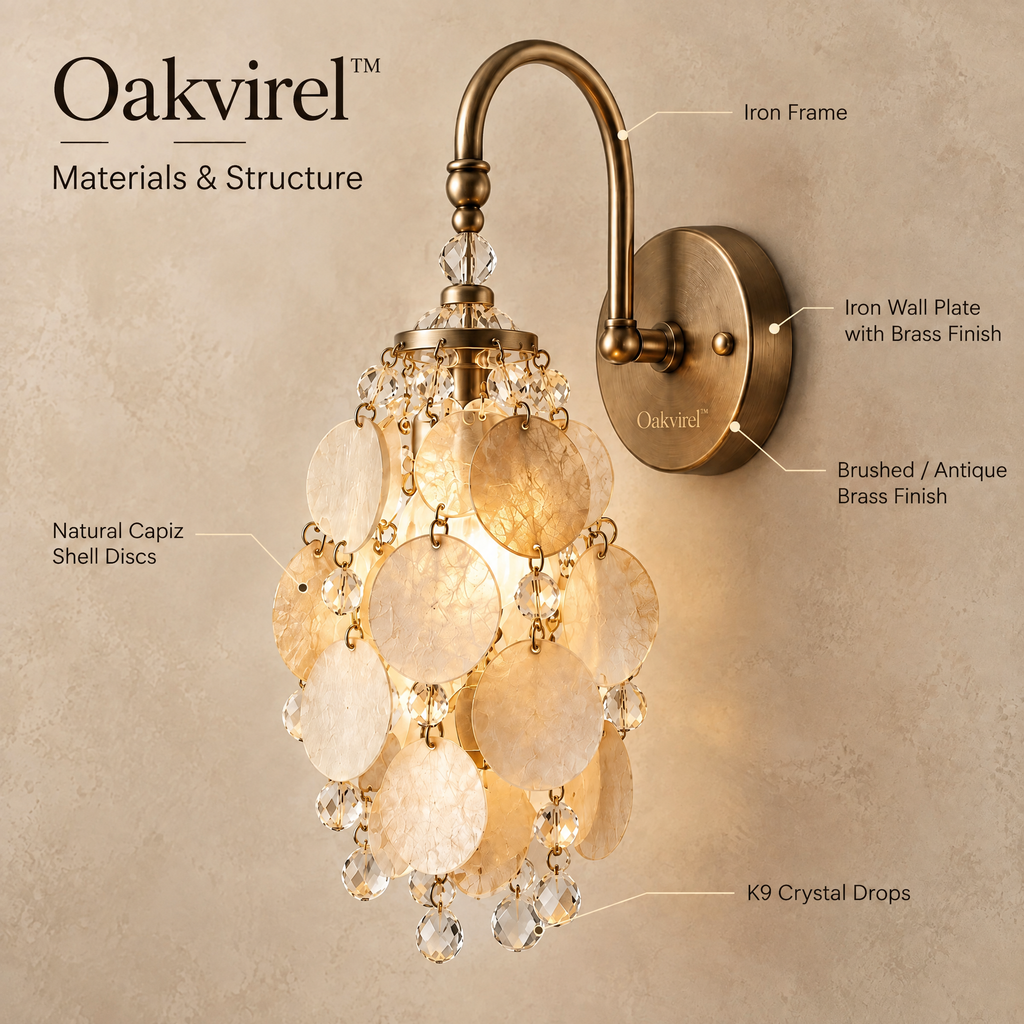 Oakvirel™ Aurevia Capiz Crystal Wall Sconce
