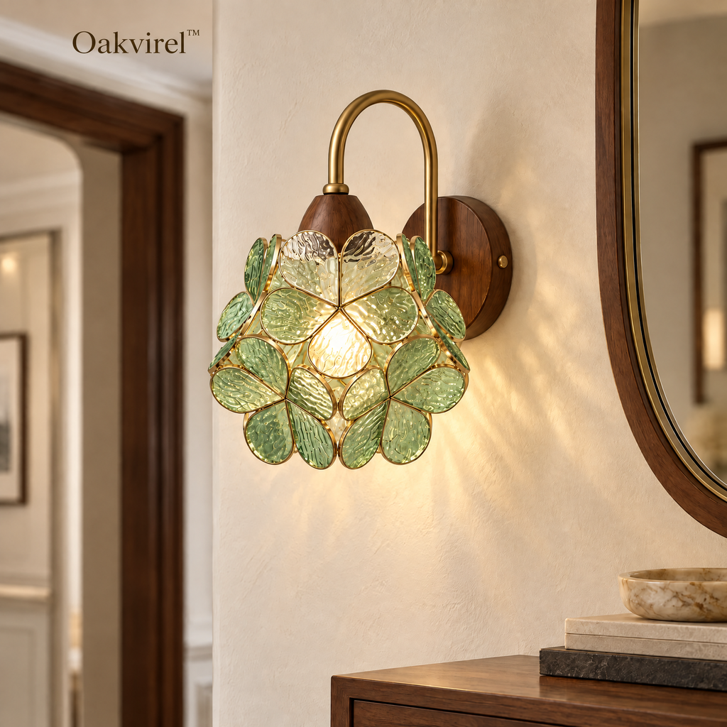 Oakvirel™  Verdelle Botanical Art Glass Wall Sconce