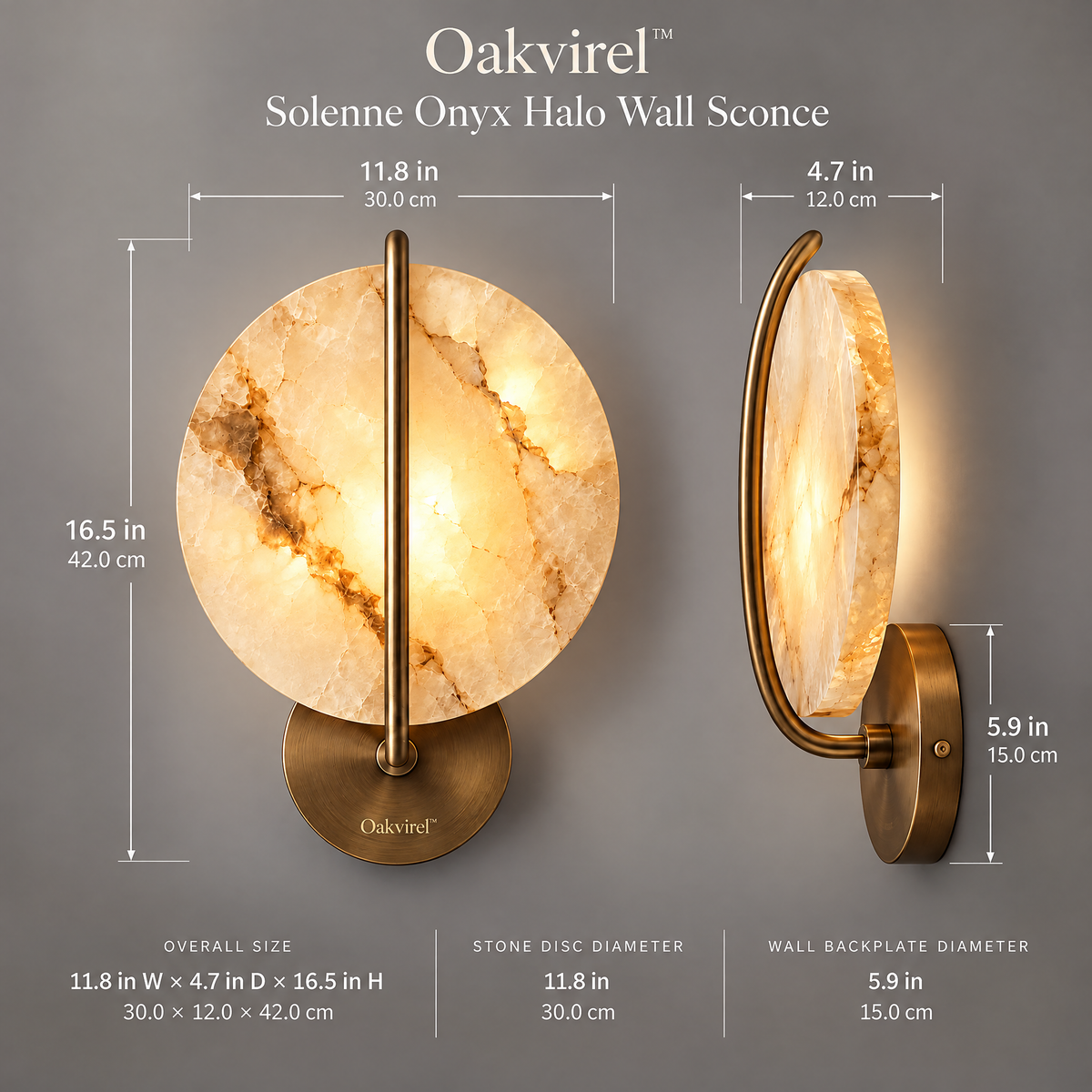 Oakvirel™ Solenne Onyx Halo Wall Sconce