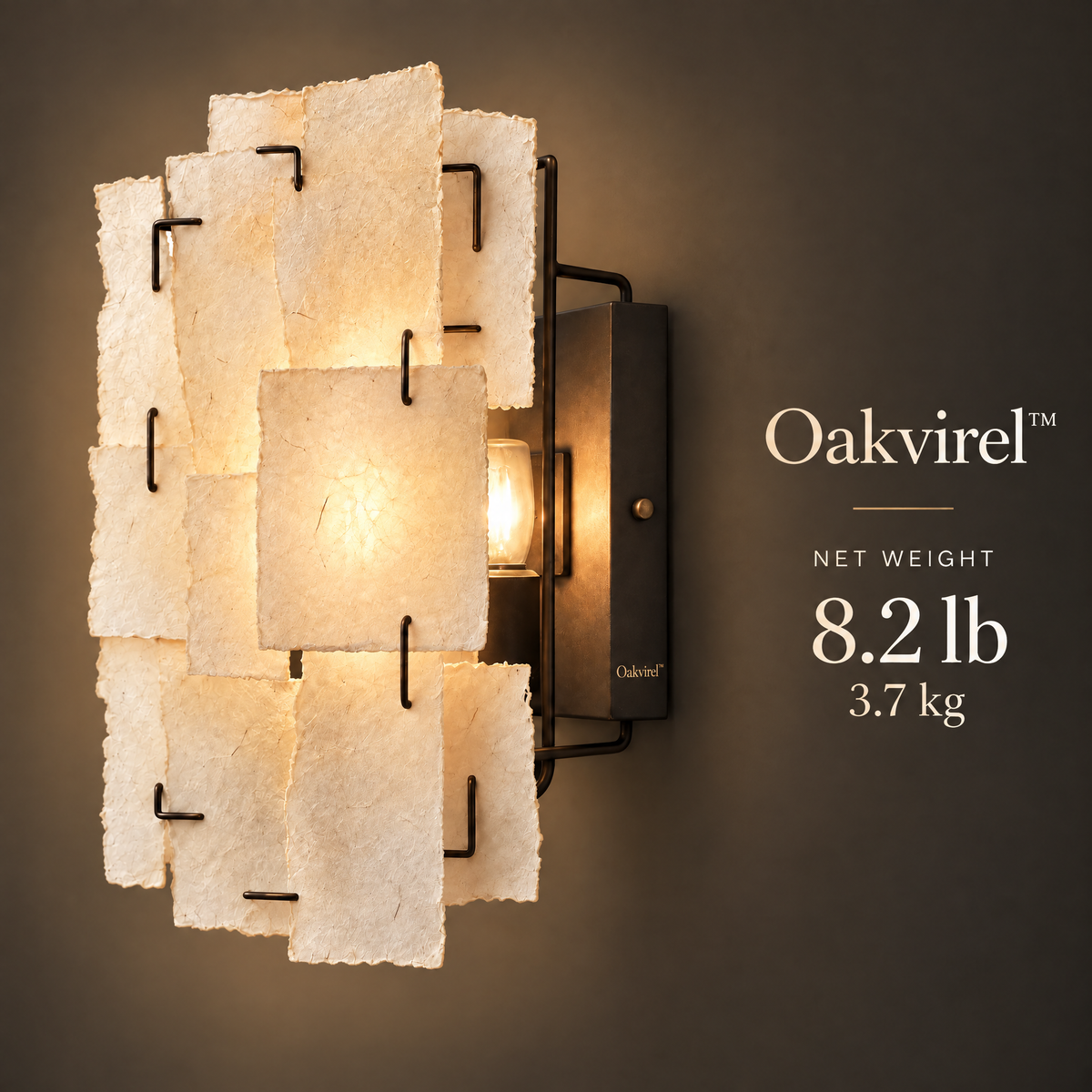 Oakvirel™ Elaris Layered Parchment Wall Sconce