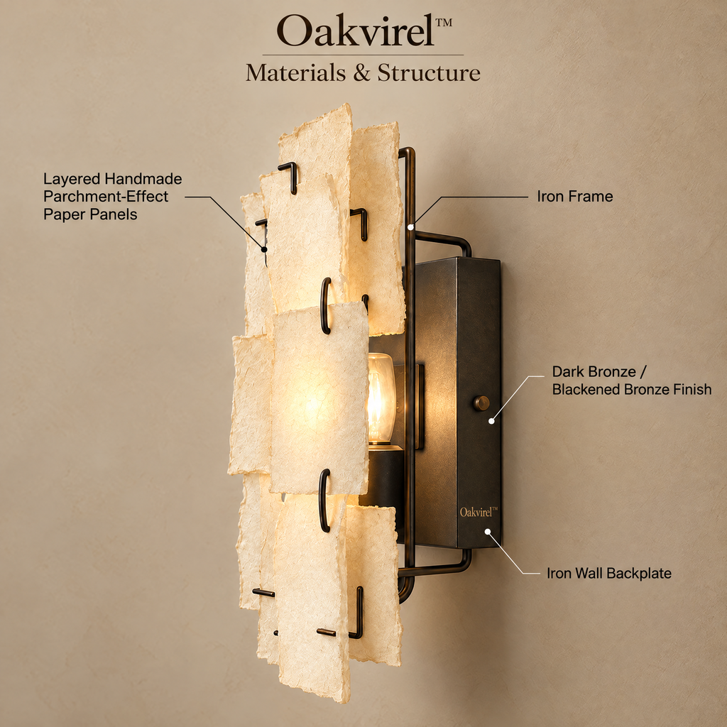 Oakvirel™ Elaris Layered Parchment Wall Sconce