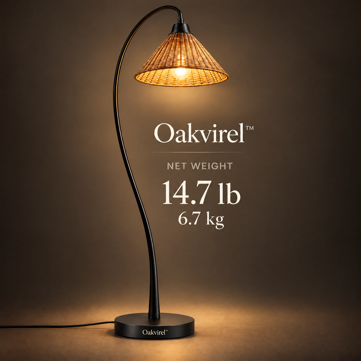 Oakvirel™ Solis Woven Arc Floor Lamp