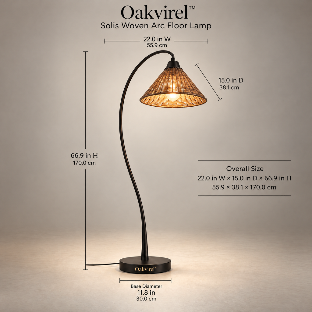 Oakvirel™ Solis Woven Arc Floor Lamp