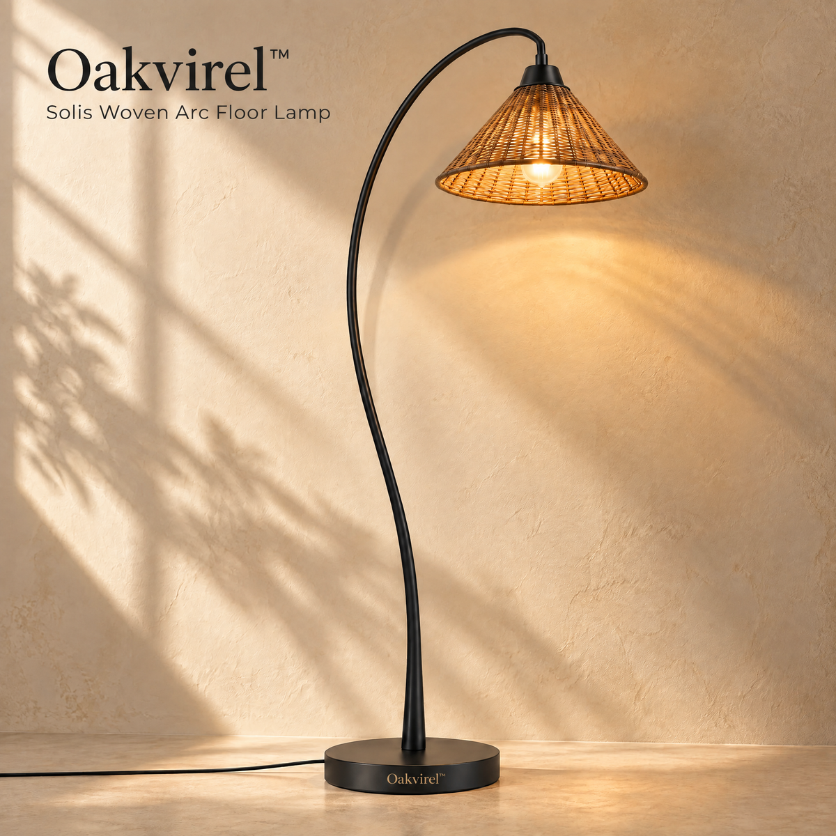 Oakvirel™ Solis Woven Arc Floor Lamp