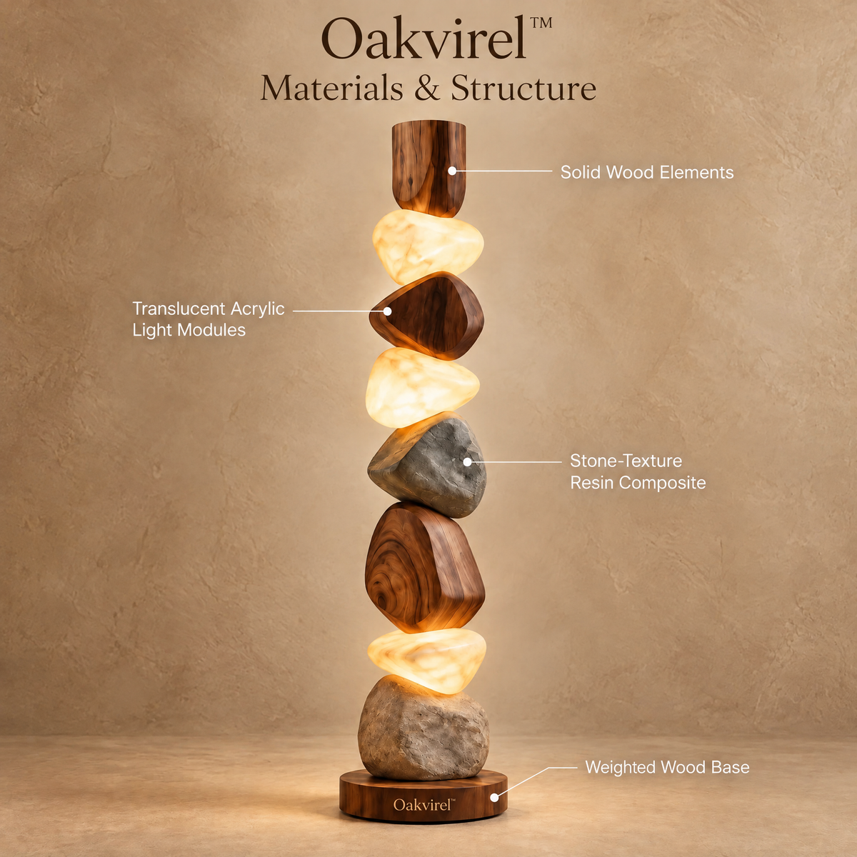 Oakvirel™ Cairn Illuminated Totem Floor