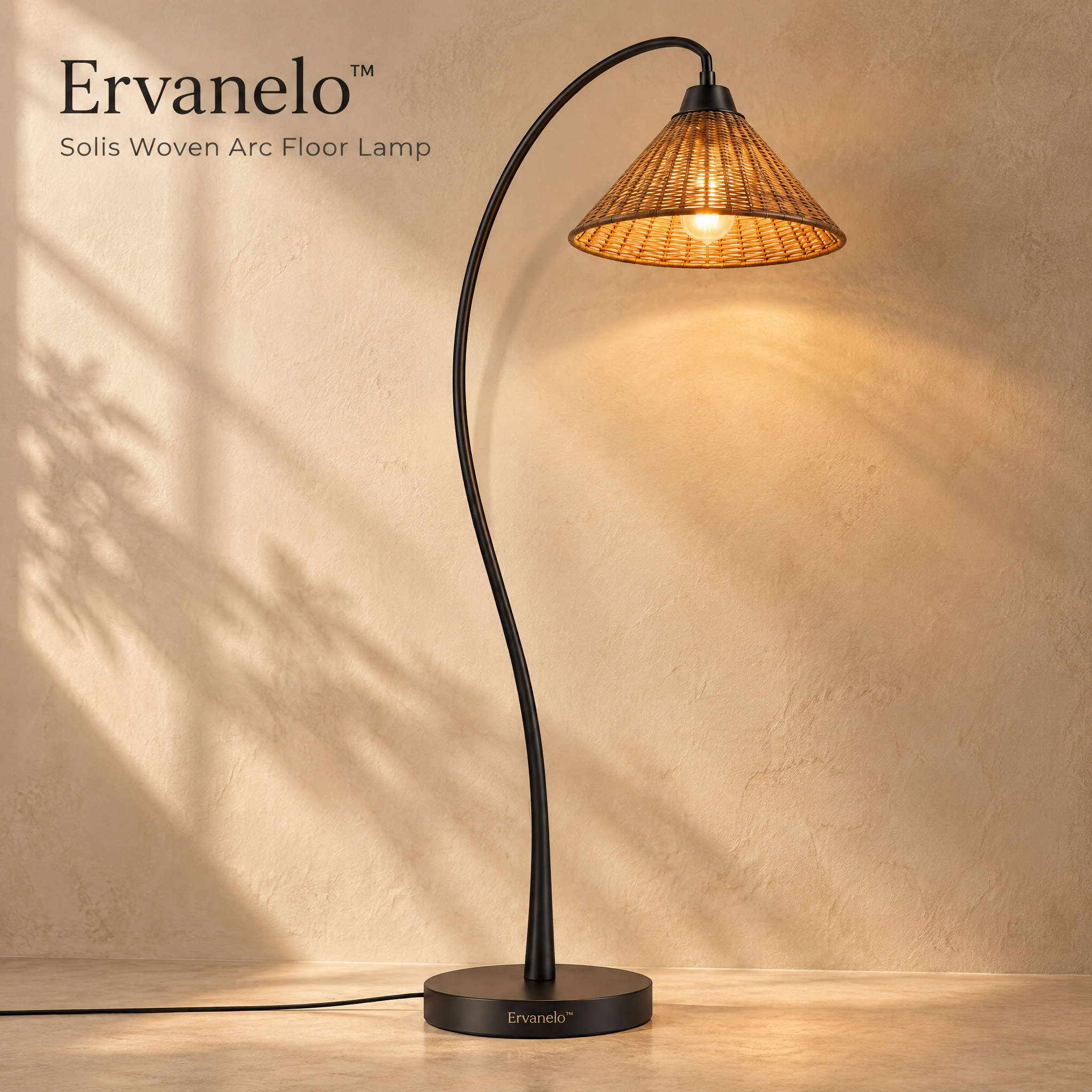 
                Ervanelo™ Solis Woven Arc Floor Lamp
                