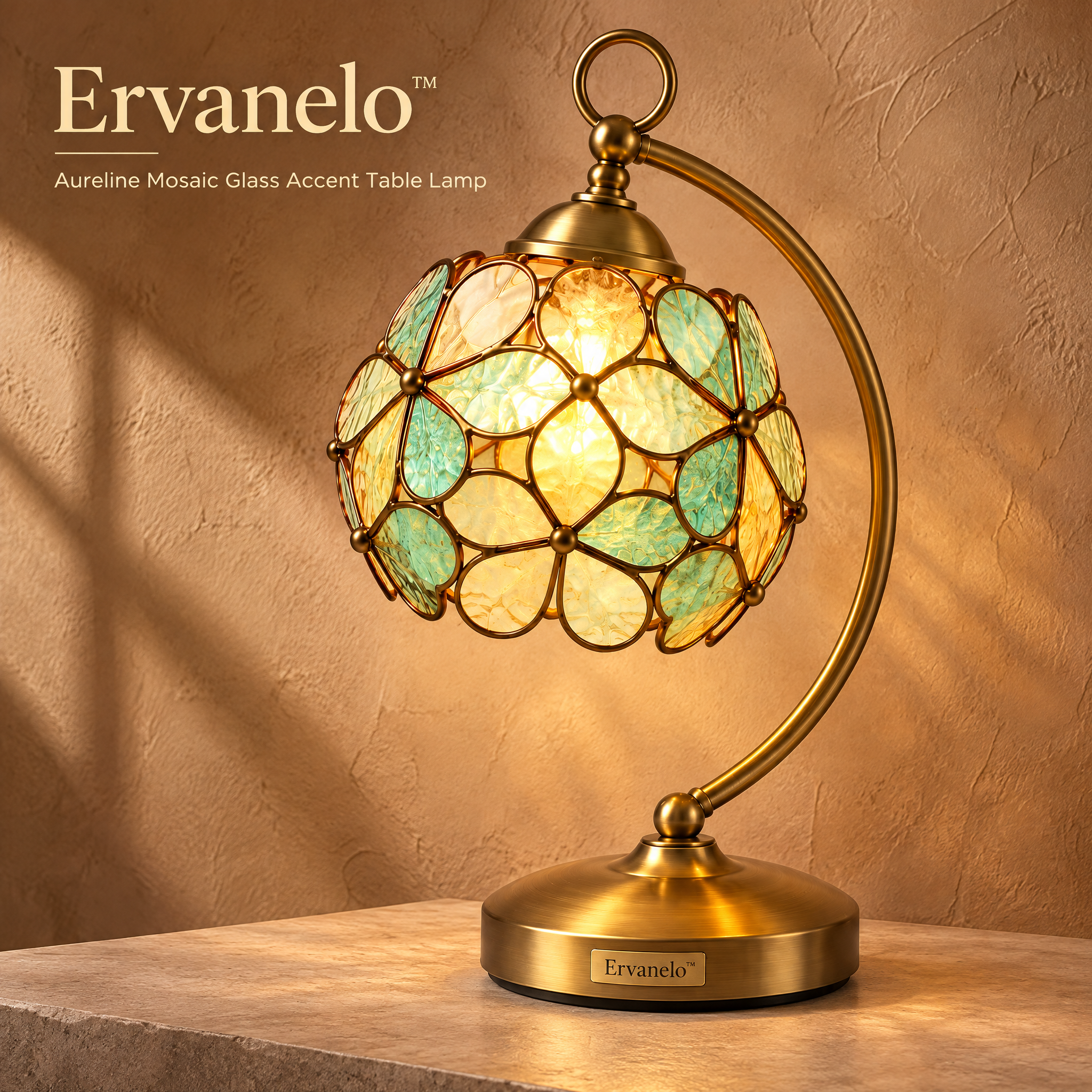 
                Ervanelo™ Aureline Mosaic Glass Accent Table Lamp
                